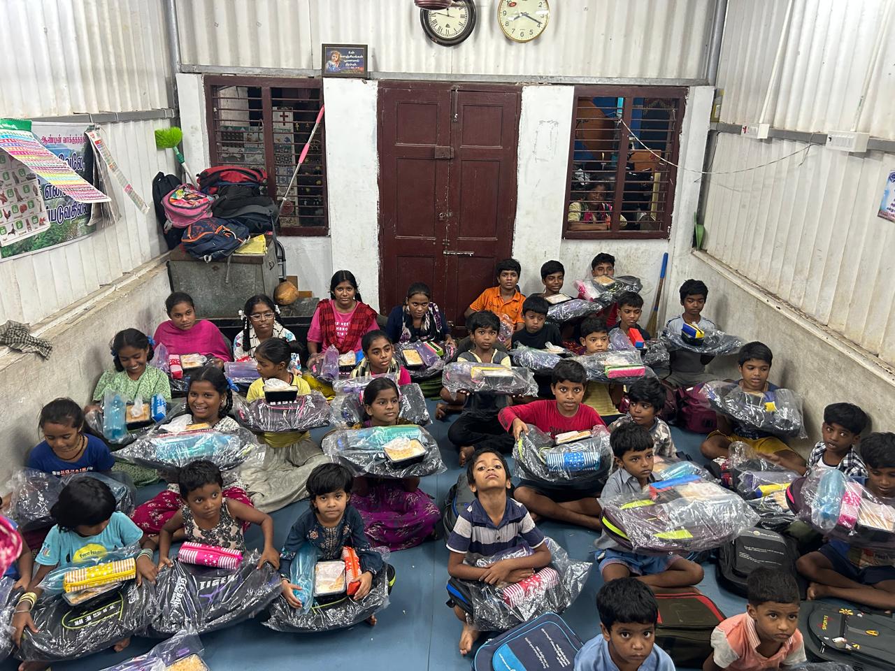 Children with gifts at TCSC